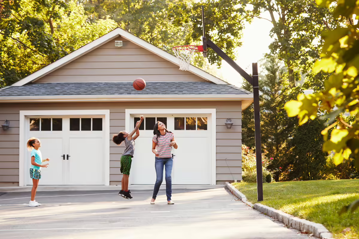 garage door and children